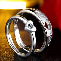 Korean Fashion Heart-shaped Diamond Jewelry S925 Silver Simple Zircon Rings main image 3