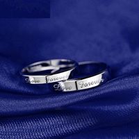 Wholesale Couple Ring S925 Silver Jewelry Vows To Love Lettering Index Finger Tail Ring main image 1