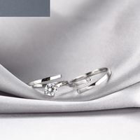 Fashion S925 Sterling Silver Ring Fashion Single Zircon Open Ring main image 3