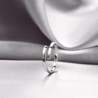 Fashion S925 Sterling Silver Ring Fashion Single Zircon Open Ring main image 4