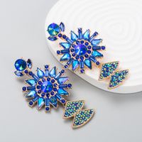 European And American Fashion Exaggerated Color Rhinestone Pendant Earrings sku image 4