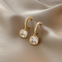 Korean Fashion Geometric Square Earrings Female Niche Niche Copper Zircon Earrings main image 1