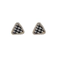 Simple Contrast Color Plaid Geometric Triangle Rhinestone Alloy Earrings main image 5