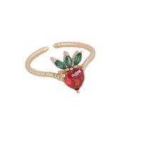 New Fashion Copper Micro-encrusted Zircon Cherry Daisy Heart Ring Set main image 6