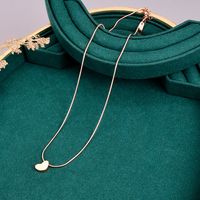Simple Heart-shaped Solid Color Round Snake Titanium Steel Necklace main image 4