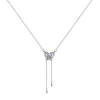 Fashion Simple Heart Titanium Steel Tassel Zircon Pendant Clavicle Chain main image 3