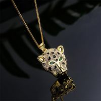 Fashion Geometric Leopard Head Pendant Copper Necklace Wholesale main image 2