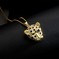 Fashion Geometric Leopard Head Pendant Copper Necklace Wholesale main image 3