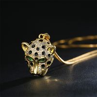 Fashion Geometric Leopard Head Pendant Copper Necklace Wholesale main image 4