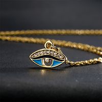 Fashion Geometric Oil Drop Eye Pendant Copper Zircon Necklace main image 5