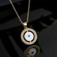 Vintage Copper Circle Hollow Micro-inlaid Zircon Jewelry Dripping Devil's Eye Necklace main image 1