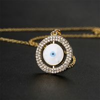 Vintage Copper Circle Hollow Micro-inlaid Zircon Jewelry Dripping Devil's Eye Necklace main image 3