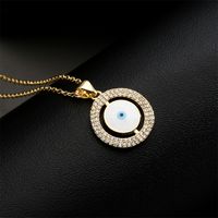 Vintage Copper Circle Hollow Micro-inlaid Zircon Jewelry Dripping Devil's Eye Necklace main image 4