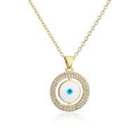 Vintage Copper Circle Hollow Micro-inlaid Zircon Jewelry Dripping Devil's Eye Necklace main image 6