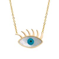 Fashion New Blue Eye Pendant Titanium Steel Collarbone Chain Necklace Accessories main image 6