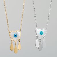 Fashion Contrast Color Heart-shaped Devil's Eye Design Titanium Steel Necklace main image 2