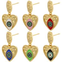 Color Drop Eye Earrings Heart-shaped Pendant 18k Gold-plated Copper Jewelry main image 1