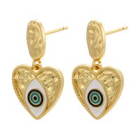 Color Drop Eye Earrings Heart-shaped Pendant 18k Gold-plated Copper Jewelry main image 3