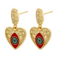 Color Drop Eye Earrings Heart-shaped Pendant 18k Gold-plated Copper Jewelry main image 4