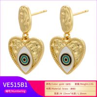 Color Drop Eye Earrings Heart-shaped Pendant 18k Gold-plated Copper Jewelry main image 6