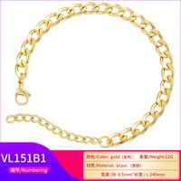 Fashion Bead Buckle Jewelry Copper Chain Bracelet Cuban Chain Bracelet Hip Hop Jewelry main image 5