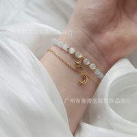 Fashion Jewelry Two Piece Star Moon Opal Elastic Titanium Steel Bracelet main image 4