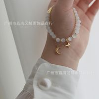 Fashion Jewelry Two Piece Star Moon Opal Elastic Titanium Steel Bracelet main image 5