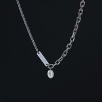 Simple Fashion Pearl Hollow Chain Titanium Steel Necklace main image 2