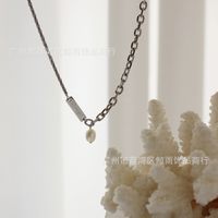 Simple Fashion Pearl Hollow Chain Titanium Steel Necklace main image 3