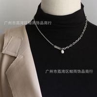 Simple Fashion Pearl Hollow Chain Titanium Steel Necklace main image 5