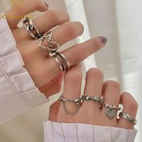 Fashion Chain Open Simple Creative New Geometric Copper Ring main image 1