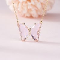 Fashion Simple Geometric Translucent Crystal Glass Butterfly Necklace main image 1