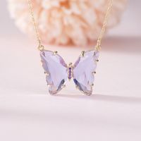 Fashion Simple Geometric Translucent Crystal Glass Butterfly Necklace main image 5