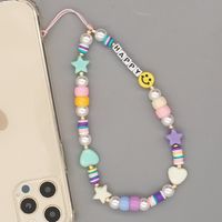 Fashion Macaron Color Imitation Pearl Heart Yake Beads Love Mobile Phone main image 1