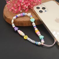 Fashion Macaron Color Imitation Pearl Heart Yake Beads Love Mobile Phone main image 5