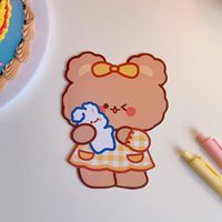 Cute Bear Birthday Girl Heart Creative Cartoon Handwritten Greeting Message Card sku image 1