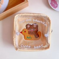 Cute Cosmetic Tea Bear Transparent Storage Portable Coin Purse Bag sku image 1