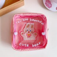 Cute Cosmetic Tea Bear Transparent Storage Portable Coin Purse Bag sku image 3