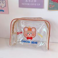 Cute Travel Cosmetic Bag Simple Large-capacity Bear Transparent Wash Bag Storage Bag sku image 1