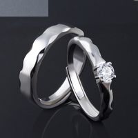 Wholesale S925 Silver Ring Korean Simulation Diamond Couple Ring Wholesale sku image 2