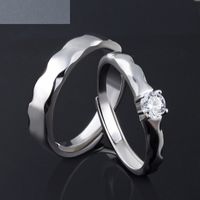 Wholesale S925 Silver Ring Korean Simulation Diamond Couple Ring Wholesale sku image 3