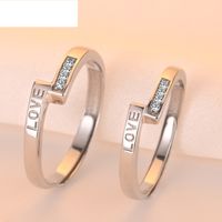Fashion S925 Silver Ring Zircon Opening Adjustable Simple Ring sku image 1