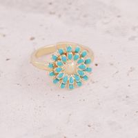 New Fashion Copper Micro-encrusted Zircon Cherry Daisy Heart Ring Set sku image 5