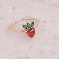 New Fashion Copper Micro-encrusted Zircon Cherry Daisy Heart Ring Set sku image 3