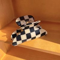 Black White Checkerboard Hair Accessories Gripping Clip Female Shark Clip sku image 20