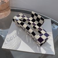 Black White Checkerboard Hair Accessories Gripping Clip Female Shark Clip sku image 11