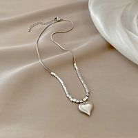 Simple Fashion Solid Color Heart Titanium Steel Necklace sku image 1