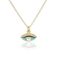 Fashion Geometric Oil Drop Eye Pendant Copper Zircon Necklace sku image 1