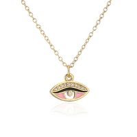 Fashion Geometric Oil Drop Eye Pendant Copper Zircon Necklace sku image 2