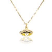 Fashion Geometric Oil Drop Eye Pendant Copper Zircon Necklace sku image 3